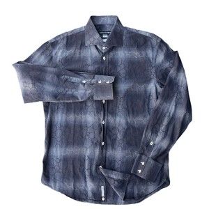 ANDREA PALOMBINI Long Sleeve Shirt Mens US XL Gray Black Fashion Fit